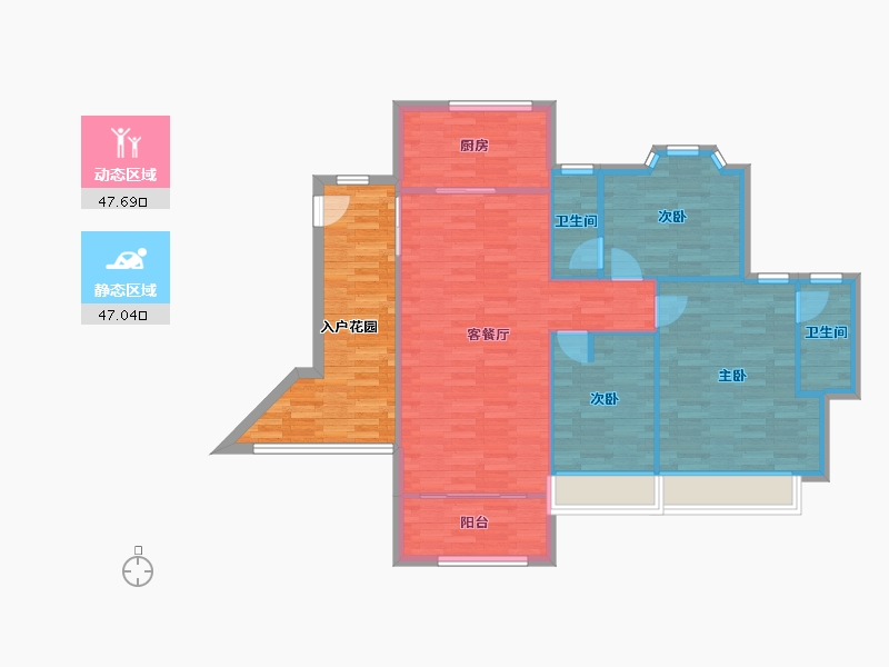 广东省-广州市-景业东湖洲豪园8号楼,9号楼117m²-101.40-户型库-动静分区