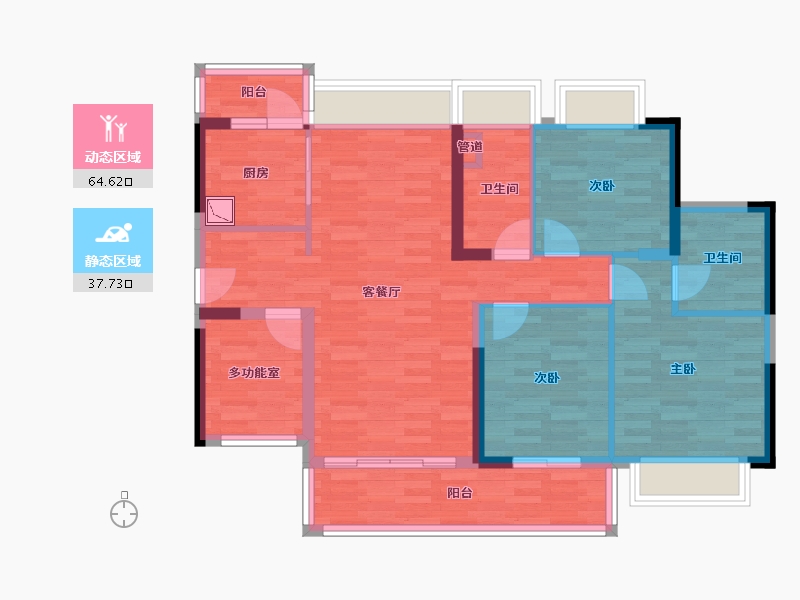 广东省-广州市-南沙水恋1号楼,5号楼110m²-90.74-户型库-动静分区