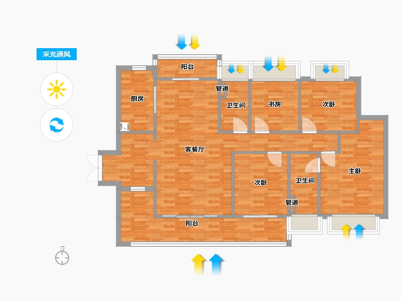 广东省-广州市-南沙水恋143m²-115.84-户型库-采光通风