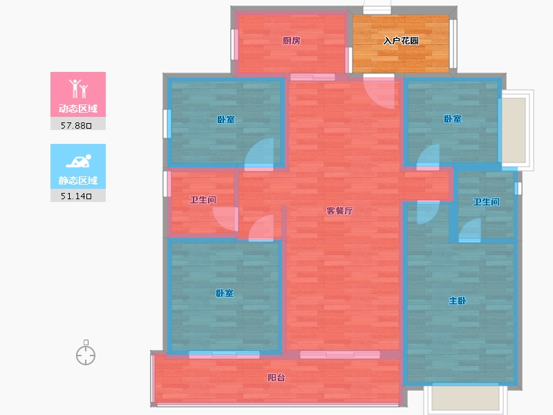 广东省-广州市-南沙水恋125m²-102.75-户型库-动静分区