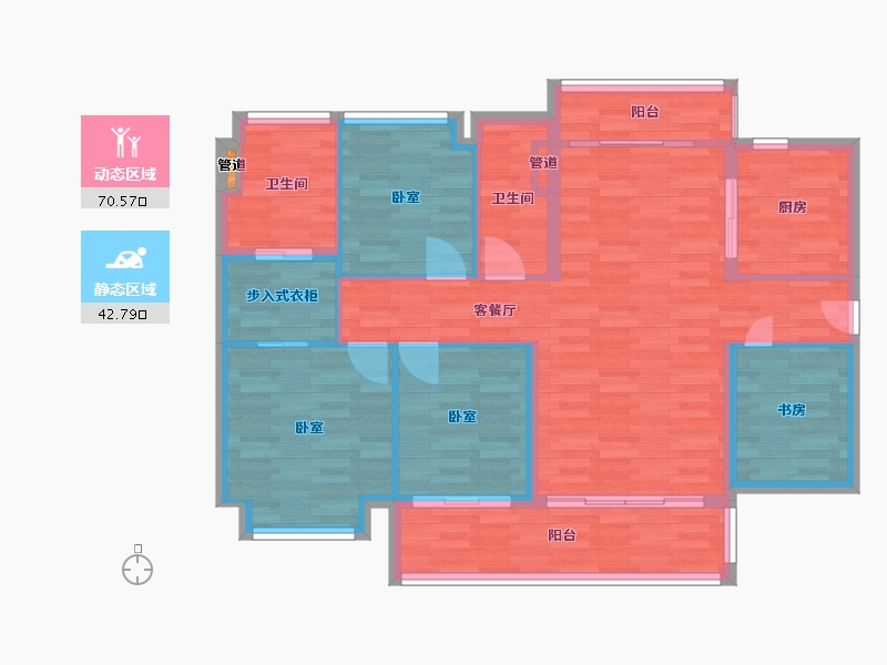 广东省-广州市-南沙水恋2号楼,4号楼128m²-102.40-户型库-动静分区