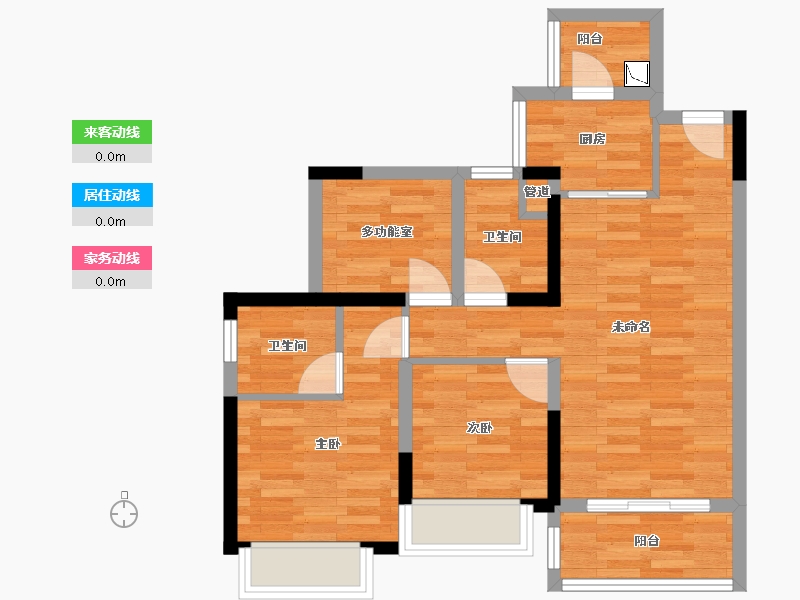 广东省-广州市-南沙水恋3栋94m²-63.10-户型库-动静线