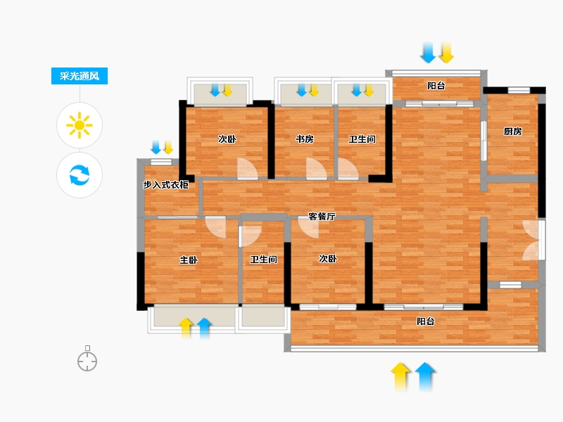 广东省-广州市-南沙水恋3栋139m²-111.20-户型库-采光通风