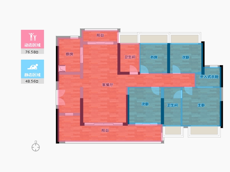 广东省-广州市-南沙水恋3栋139m²-111.20-户型库-动静分区