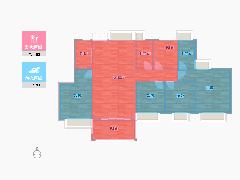 广东省-广州市-星河山海湾Y35栋148m²-118.40-户型库-动静分区