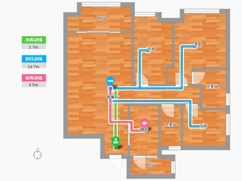 广东省-广州市-中央郡2栋92m²-73.60-户型库-动静线