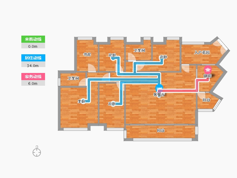 广东省-广州市-中央郡2栋135m²-108.00-户型库-动静线