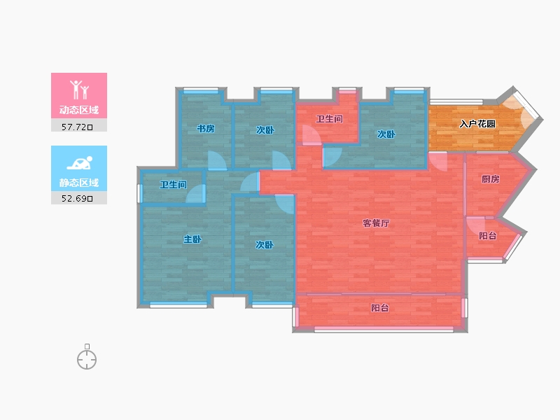 广东省-广州市-中央郡2栋135m²-108.00-户型库-动静分区