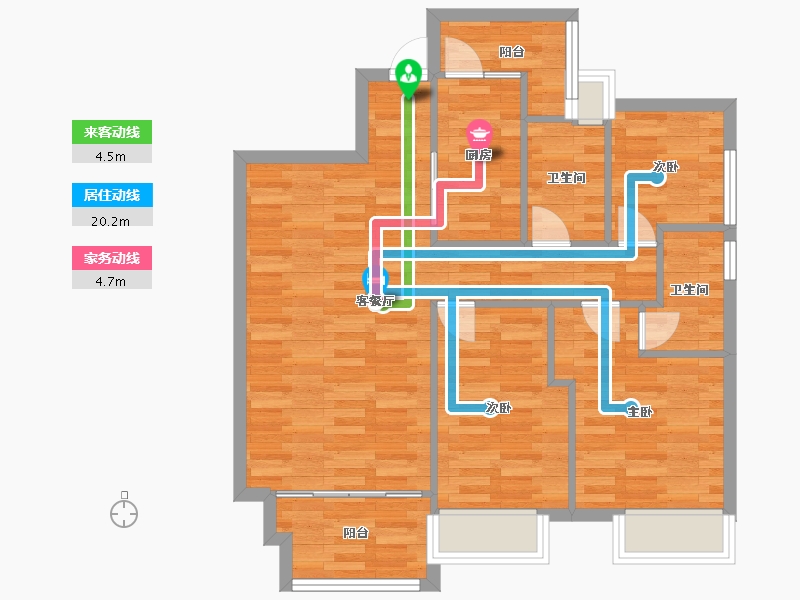 广东省-广州市-中央郡3-4栋94m²-75.20-户型库-动静线