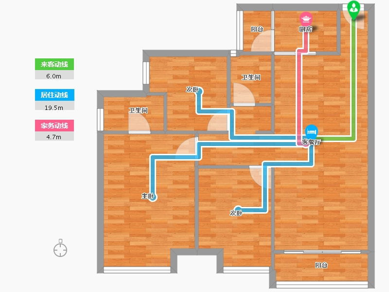 广东省-广州市-珠江源昌花园B1栋104m²-83.20-户型库-动静线