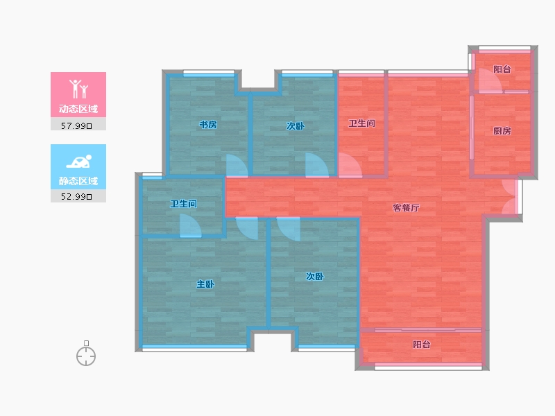 广东省-广州市-珠江源昌花园B1栋121m²-101.48-户型库-动静分区