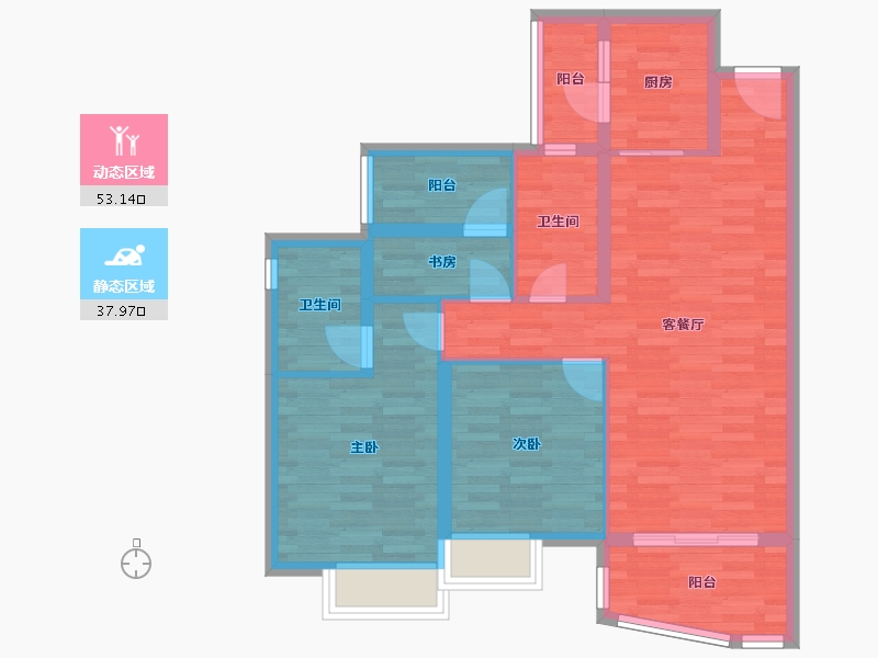 广东省-广州市-星河山海湾101m²-80.80-户型库-动静分区