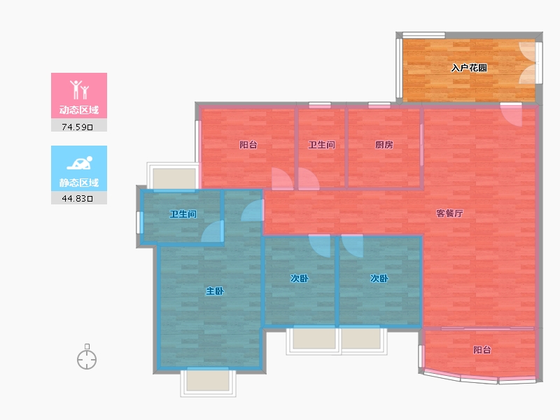 广东省-广州市-星河山海湾G14栋136m²-120.92-户型库-动静分区