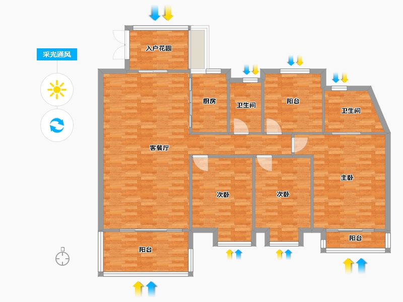 广东省-广州市-星河山海湾143m²-132.54-户型库-采光通风