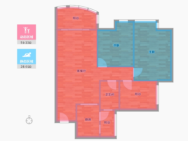 广东省-广州市-星河山海湾86m²-79.55-户型库-动静分区