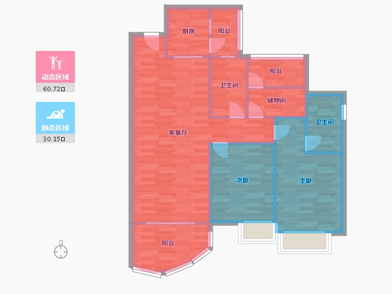 广东省-广州市-星河山海湾G24栋,G23栋,G25栋103m²-82.40-户型库-动静分区