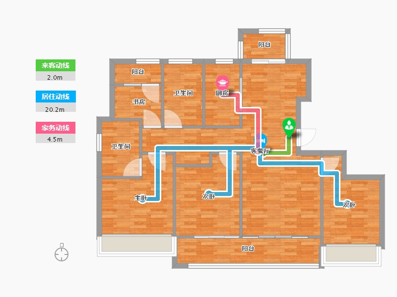 广东省-广州市-柳岸晓风128m²-102.40-户型库-动静线