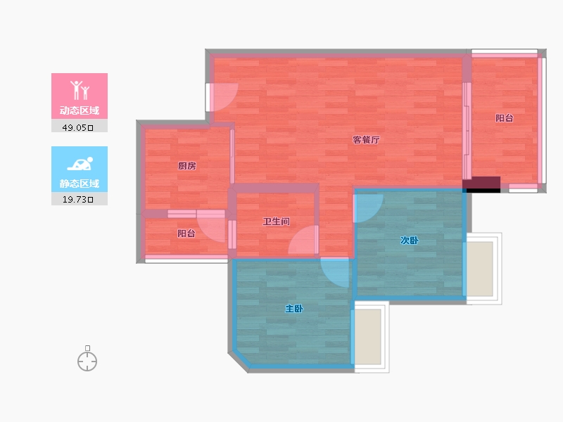 广东省-广州市-尊悦台4号楼81m²-61.50-户型库-动静分区