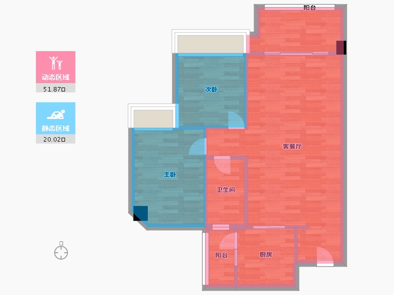 广东省-广州市-尊悦台4号楼81m²-64.80-户型库-动静分区