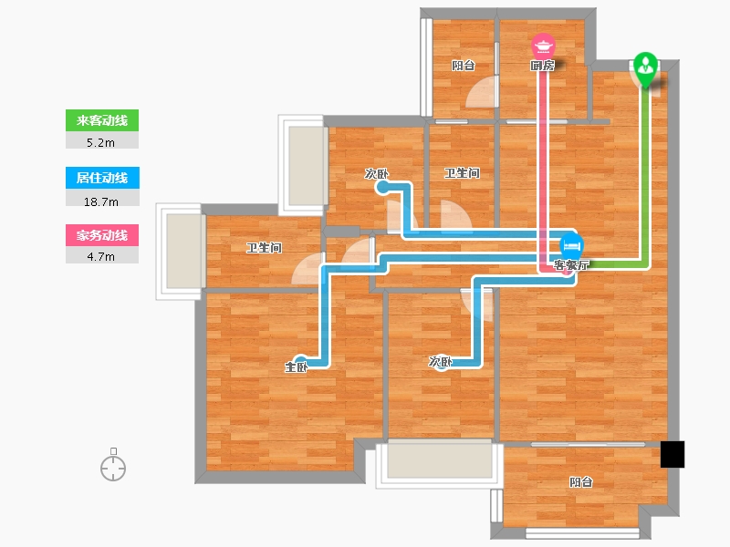 广东省-广州市-尊悦台4号楼95m²-76.00-户型库-动静线