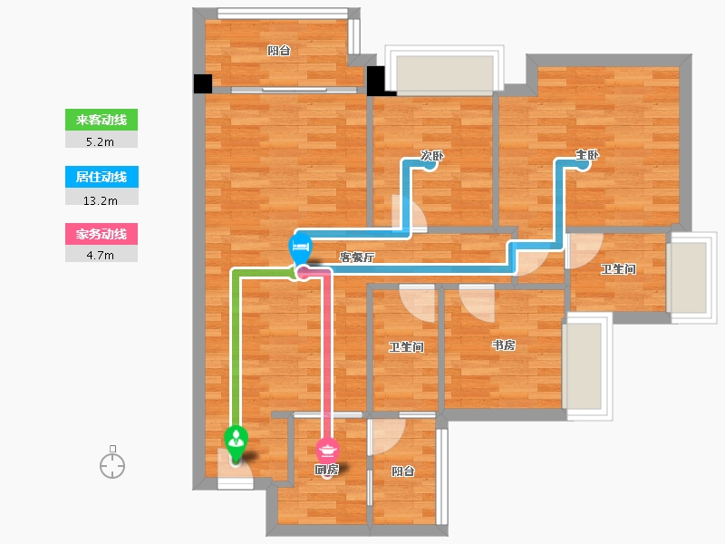 广东省-广州市-尊悦台4号楼95m²-76.01-户型库-动静线