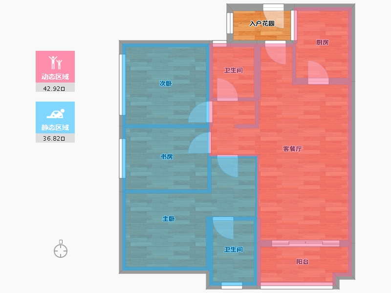 广东省-广州市-金科博翠明珠92m²-73.60-户型库-动静分区