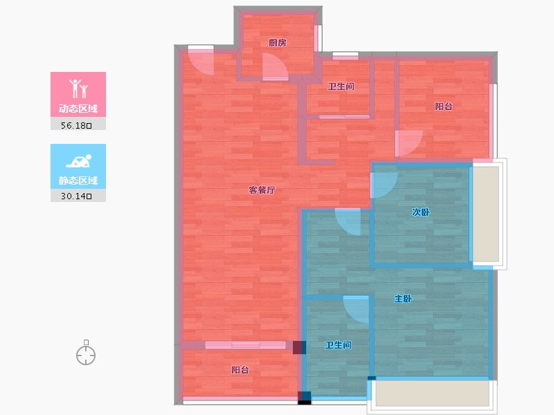 广东省-广州市-柳岸晓风96m²-76.80-户型库-动静分区