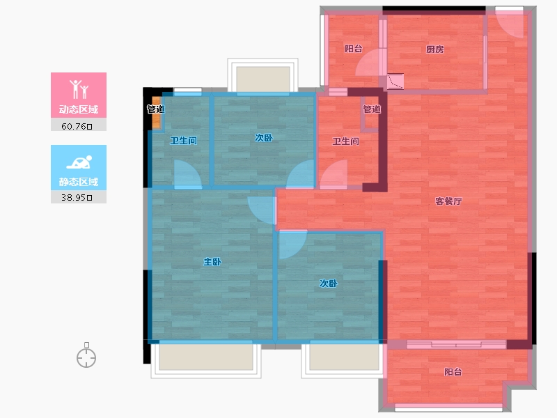 广东省-广州市-时代绿庭山语2座2梯110m²-89.99-户型库-动静分区