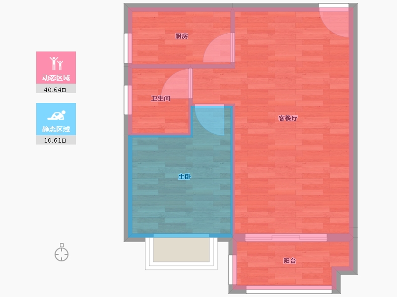 广东省-广州市-时代绿庭山语58m²-46.40-户型库-动静分区