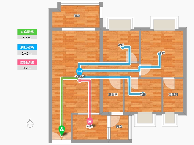 广东省-广州市-时代绿庭山语93m²-74.40-户型库-动静线