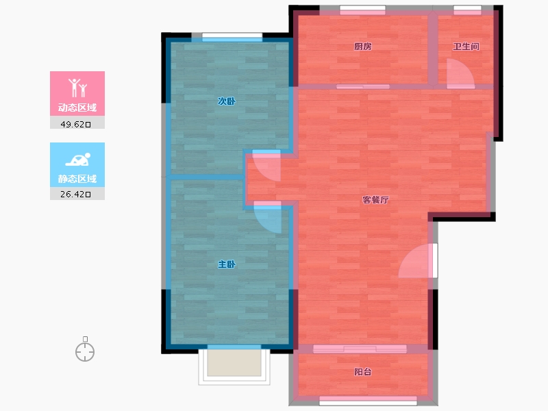 山东省-青岛市-紫荆阁-68.40-户型库-动静分区