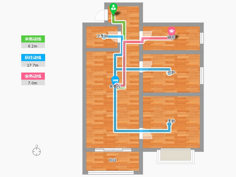 陕西省-咸阳市-幸福家园-70.33-户型库-动静线