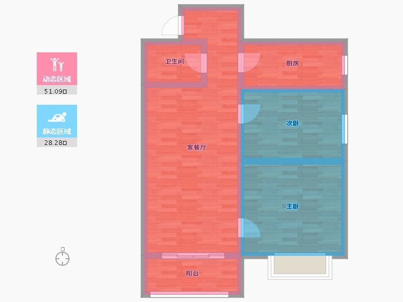 陕西省-咸阳市-幸福家园-70.33-户型库-动静分区