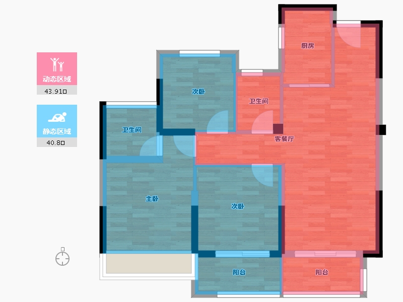 浙江省-湖州市-佳源英伦都市-75.49-户型库-动静分区