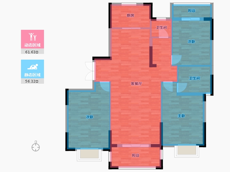 湖南省-岳阳市-御公馆-107.08-户型库-动静分区