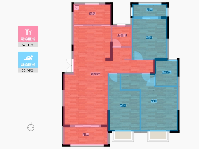 湖南省-岳阳市-御公馆-106.77-户型库-动静分区