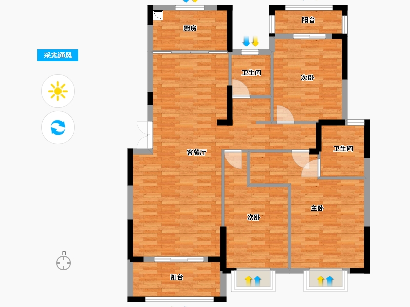 湖南省-岳阳市-御公馆-106.77-户型库-采光通风