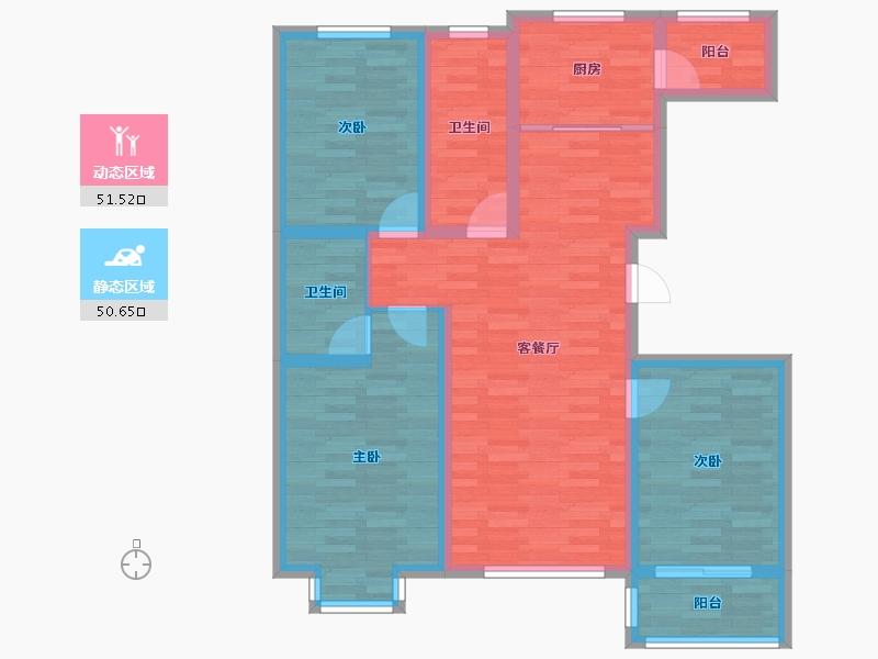 河北省-沧州市-东方丽都-90.53-户型库-动静分区