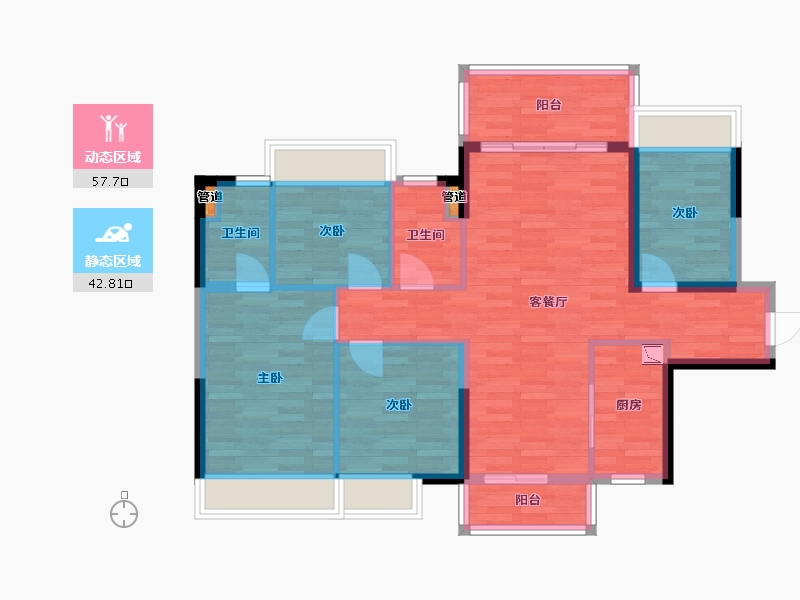 广西壮族自治区-柳州市-荣和公园里-90.26-户型库-动静分区