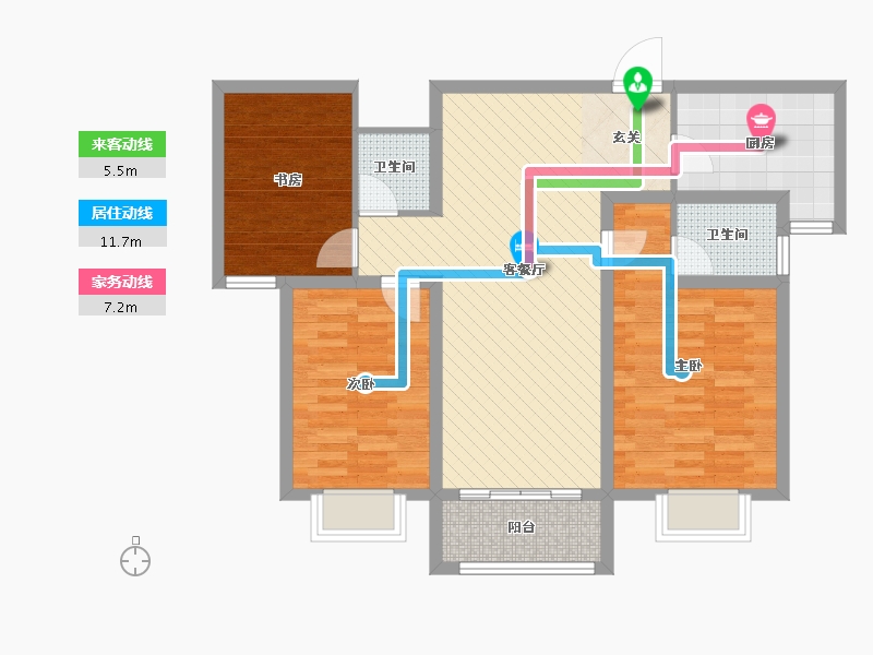 陕西省-西安市-杨陵田园新都市-86.40-户型库-动静线