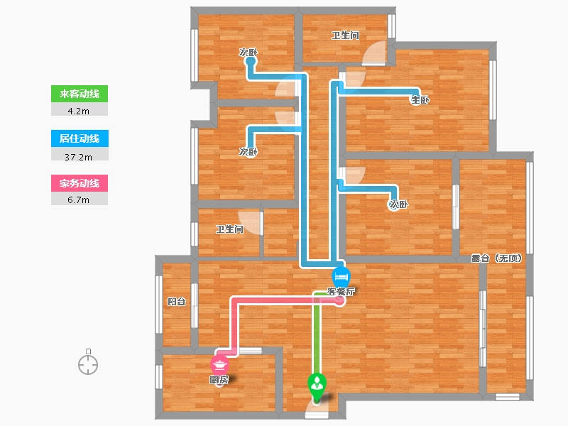 湖南省-长沙市-滨河嘉园-126.36-户型库-动静线