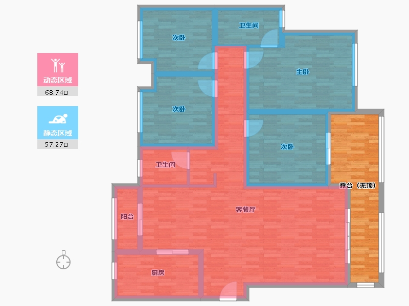 湖南省-长沙市-滨河嘉园-126.36-户型库-动静分区