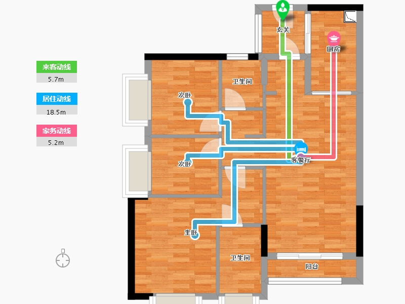 广东省-广州市-广州龙湖揽境99m2-71.09-户型库-动静线