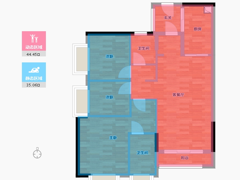 广东省-广州市-广州龙湖揽境99m2-71.09-户型库-动静分区