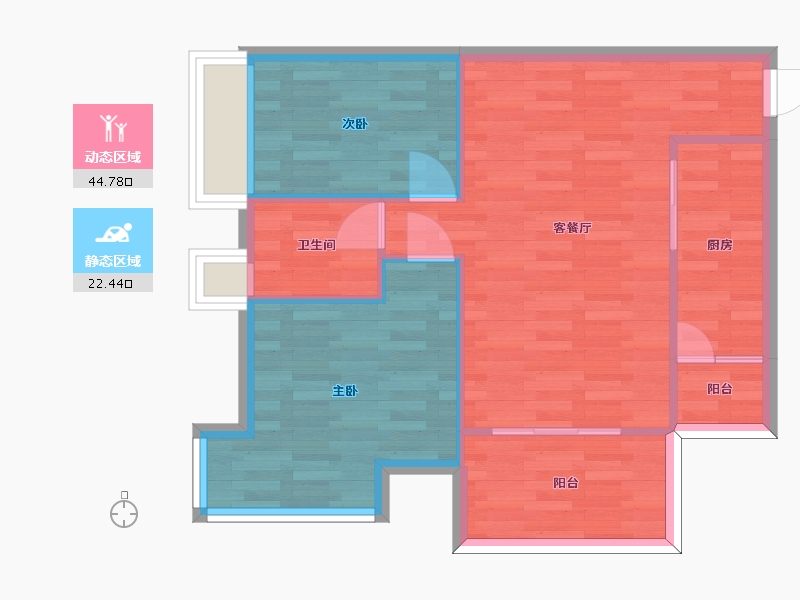 广东省-广州市-科城山庄峻森园C9C10栋76m2-60.81-户型库-动静分区