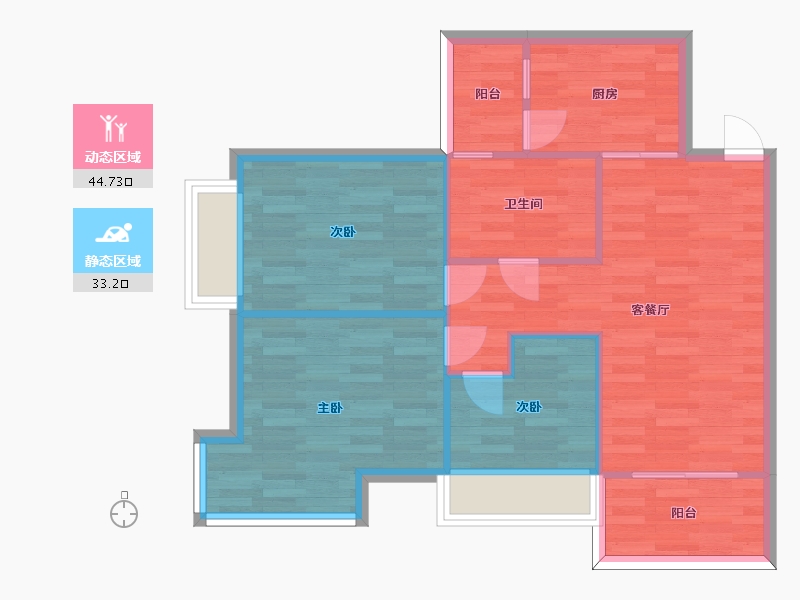 广东省-广州市-科城山庄峻森园C9C10栋88m2-70.40-户型库-动静分区