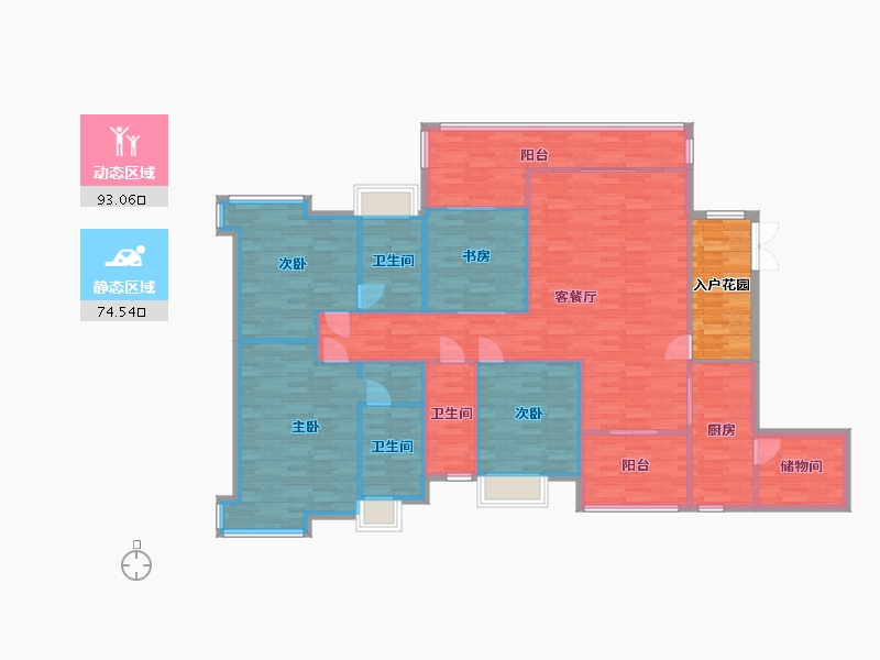 广东省-广州市-科城山庄峻森园C17C18栋185m2-162.91-户型库-动静分区