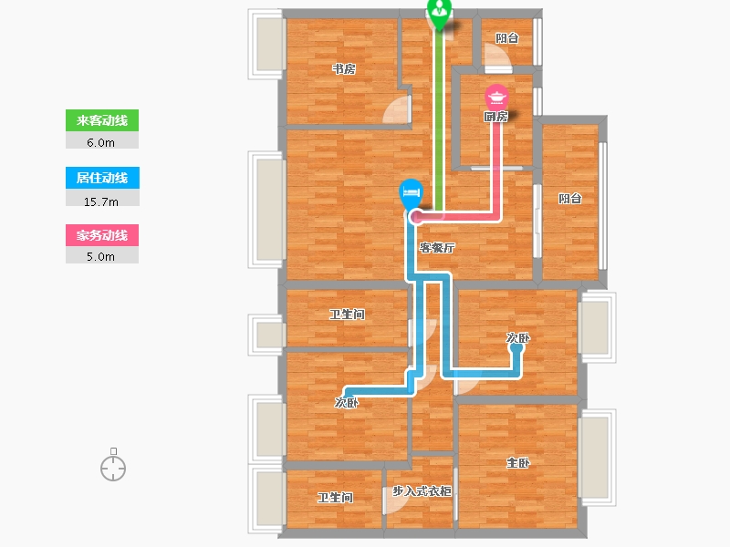 广东省-广州市-龙湖双珑原著11栋140m2-111.76-户型库-动静线