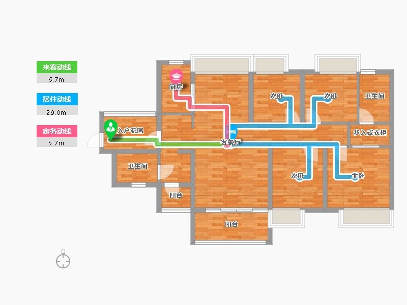 广东省-广州市-龙湖双珑原著126m2-100.72-户型库-动静线