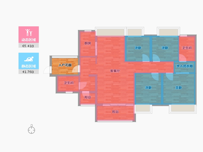 广东省-广州市-龙湖双珑原著126m2-100.72-户型库-动静分区